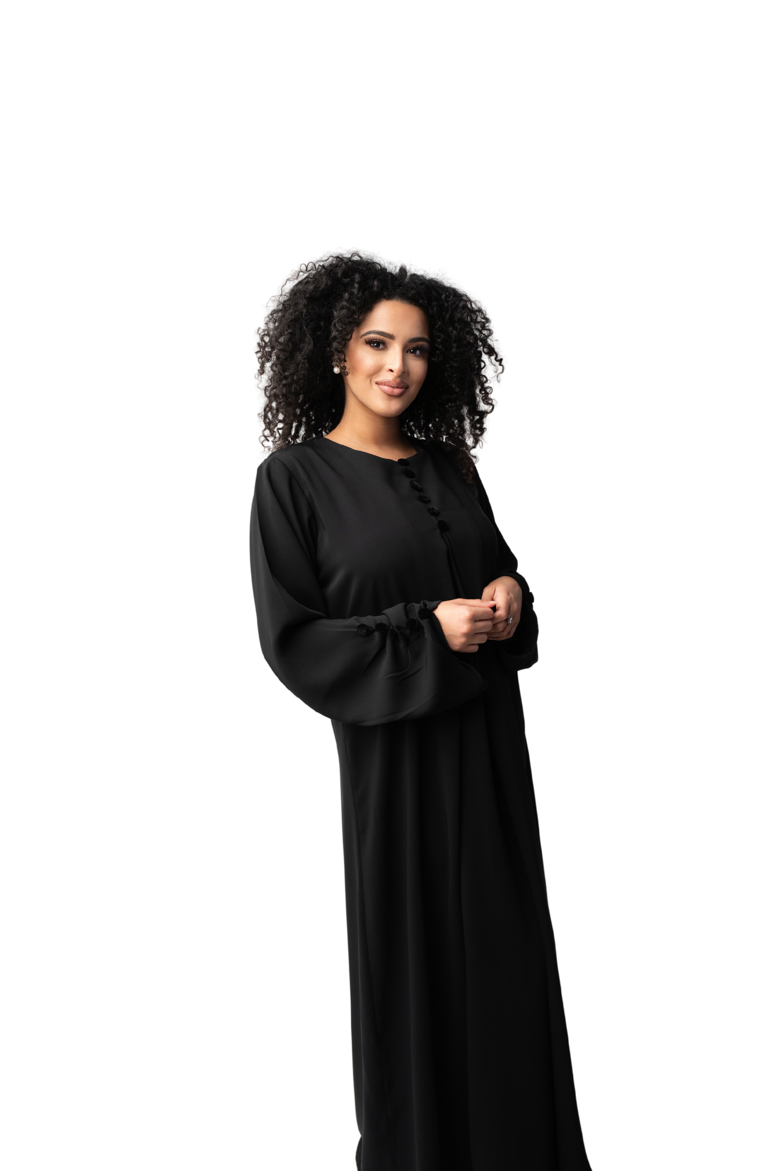 CLASSIC BLACK BUTTON ABAYA | BELA FAZANI