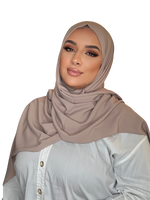 Load image into Gallery viewer, PALE TAUPE CLASSIC LUXURY MEDINA SILK HIJAB | BELA FAZANI
