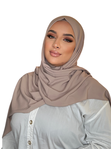 PALE TAUPE CLASSIC LUXURY MEDINA SILK HIJAB | BELA FAZANI