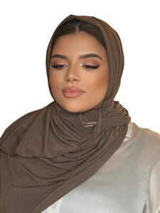 KAKI BROWN LUXURY LYCRA HIJAB | BELA FAZANI