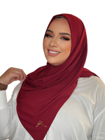 Load image into Gallery viewer, DEEP RED CLASSIC LUXURY MEDINA SILK HIJAB | BELA FAZANI
