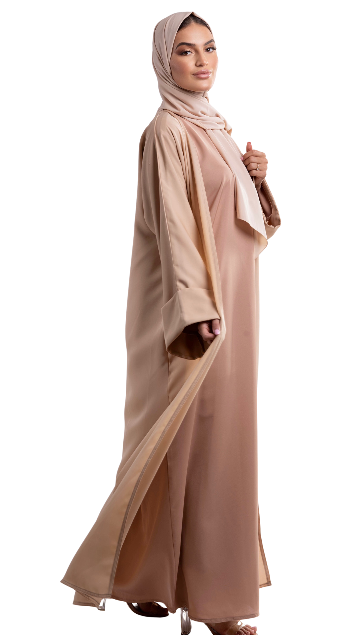 QAMAR NUDE KIMONO WITH UNDERDRESS | BELA FAZANI