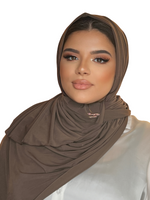 Load image into Gallery viewer, KAKI BROWN LUXURY LYCRA HIJAB | BELA FAZANI
