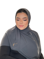 Load image into Gallery viewer, GREY CLASSIC LUXURY MEDINA SILK HIJAB | BELA FAZANI
