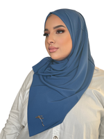 Charger l&#39;image dans la galerie, HIJAB EN SOIE DE MEDINE CLASSIQUE BLEU OCÉAN | BELA FAZANI
