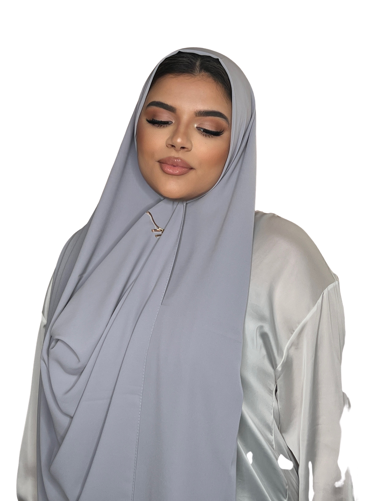 HIJAB EN SOIE DE MEDINE CLASSIQUE GRIS CLAIR | BELA FAZANI