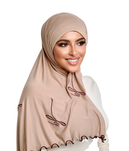 BEIGE BROWN BF JERSEY HIJAB | BELA FAZANI