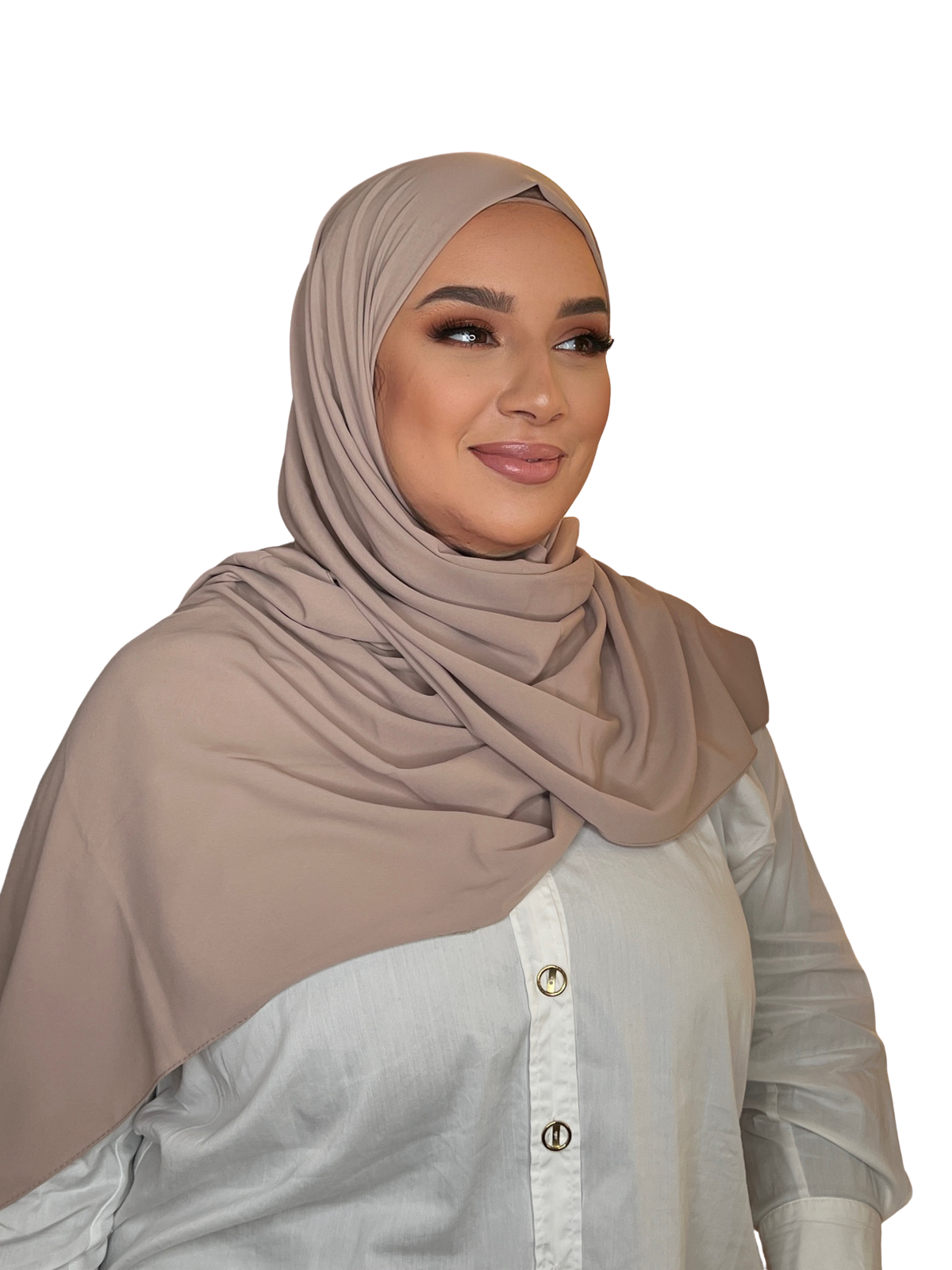 PALE TAUPE CLASSIC LUXURY MEDINA SILK HIJAB | BELA FAZANI