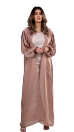 Load image into Gallery viewer, MARJANA SHINY NUDE KIMONO WITH BALLOON SLEEVES | BELA FAZANI
