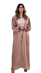 MARJANA SHINY NUDE KIMONO WITH BALLOON SLEEVES | BELA FAZANI