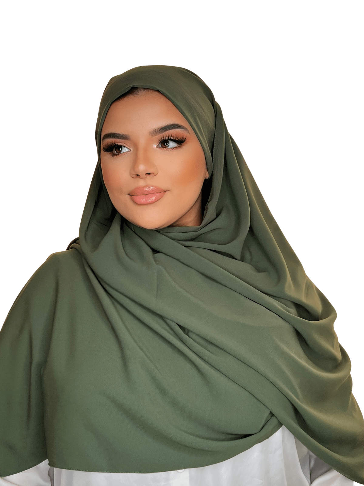 HIJAB EN SOIE DE MEDINE CLASSIQUE VERT OLIVE | BELA FAZANI