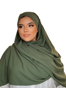 OLIVE GREEN CLASSIC LUXURY MEDINA SILK HIJAB | BELA FAZANI