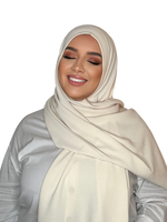 Load image into Gallery viewer, WHITE LATTÉ LUXURY CAZZ HIJAB | BELA FAZANI
