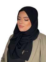 Cargar imagen en el visor de la galería, BLACK CLASSIC LUXURY MEDINA SILK HIJAB | BELA FAZANI
