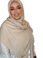 Load image into Gallery viewer, FRENCH BEIGE CLASSIC LUXURY MEDINA SILK HIJAB | BELA FAZANI
