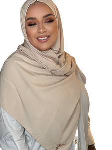 FRENCH BEIGE CLASSIC LUXURY MEDINA SILK HIJAB | BELA FAZANI