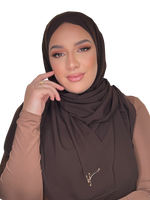 Load image into Gallery viewer, DARK BROWN CLASSIC LUXURY MEDINA SILK HIJAB | BELA FAZANI
