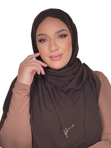 DARK BROWN CLASSIC LUXURY MEDINA SILK HIJAB | BELA FAZANI