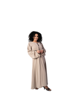 Load image into Gallery viewer, CLASSIC TAUPE BUTTON ABAYA | BELA FAZANI
