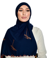 Load image into Gallery viewer, BLUE ORANGE BF JERSEY HIJAB | BELA FAZANI
