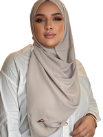 Load image into Gallery viewer, HEATED GREY CLASSIC LUXURY MEDINA SILK HIJAB | BELA FAZANI
