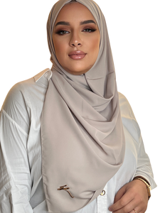 HEATED GREY CLASSIC LUXURY MEDINA SILK HIJAB | BELA FAZANI