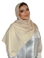 Load image into Gallery viewer, DOUBLE SPANISH WHITE CLASSIC LUXURY MEDINA SILK HIJAB | BELA FAZANI
