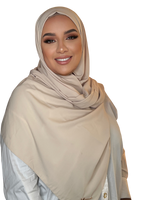 Load image into Gallery viewer, FRENCH BEIGE CLASSIC LUXURY MEDINA SILK HIJAB | BELA FAZANI
