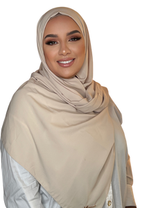 FRENCH BEIGE CLASSIC LUXURY MEDINA SILK HIJAB | BELA FAZANI