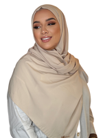 Load image into Gallery viewer, FRENCH BEIGE CLASSIC LUXURY MEDINA SILK HIJAB | BELA FAZANI
