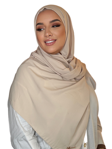 FRENCH BEIGE CLASSIC LUXURY MEDINA SILK HIJAB | BELA FAZANI