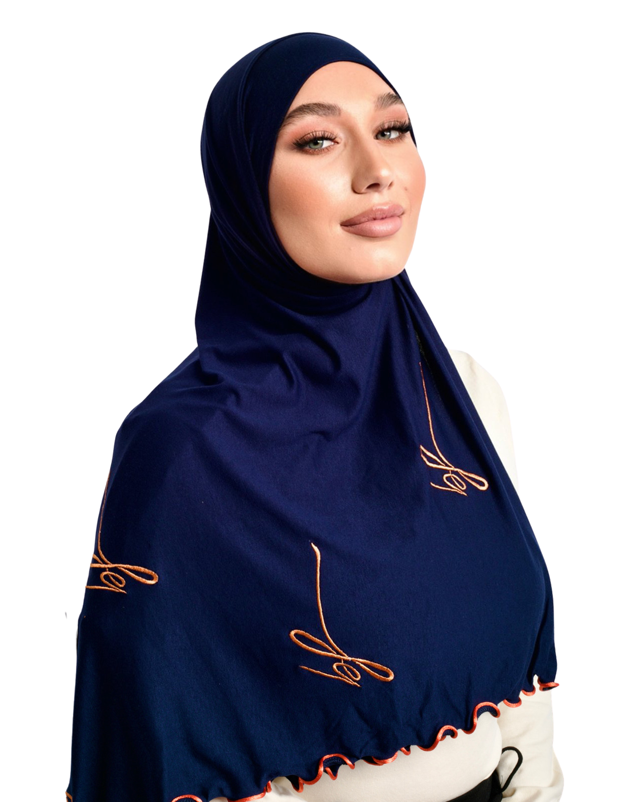 BLUE ORANGE BF JERSEY HIJAB | BELA FAZANI