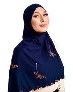 Load image into Gallery viewer, BLUE ORANGE BF JERSEY HIJAB | BELA FAZANI
