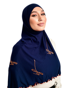 BLUE ORANGE BF JERSEY HIJAB | BELA FAZANI