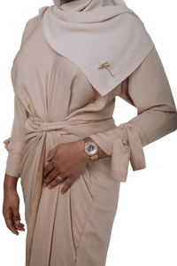 ABAYA DRAPÉ BEIGE SIGNATURE | BELA FAZANI