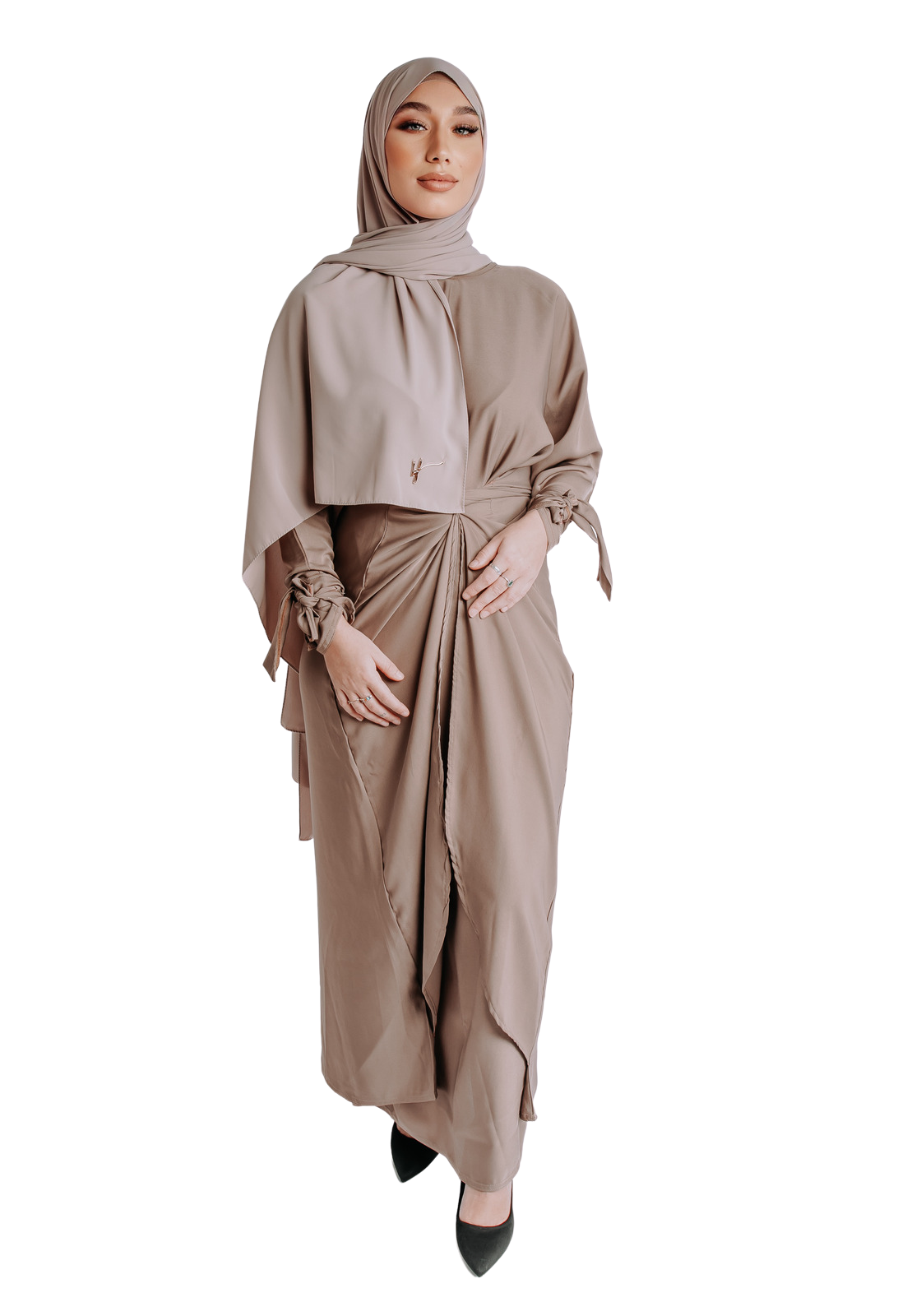 SIGNATURE TAUPE WRAPSKIRT ABAYA | BELA FAZANI