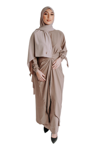 SIGNATURE TAUPE WRAPSKIRT ABAYA | BELA FAZANI