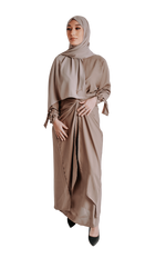 Load image into Gallery viewer, SIGNATURE TAUPE WRAPSKIRT ABAYA | BELA FAZANI
