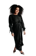 Load image into Gallery viewer, SIGNATURE BLACK WRAPSKIRT ABAYA | BELA FAZANI
