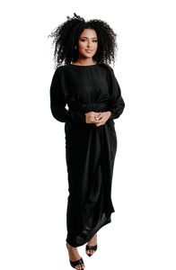 SIGNATURE BLACK WRAPSKIRT ABAYA | BELA FAZANI