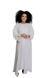 QATAR OFF WHITE ABAYA with WHITE INNER DRESS | BELA FAZANI