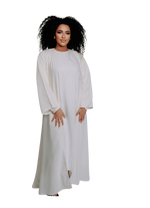 Load image into Gallery viewer, QATAR OFF WHITE ABAYA with WHITE INNER DRESS | BELA FAZANI
