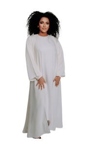 QATAR OFF WHITE ABAYA with WHITE INNER DRESS | BELA FAZANI