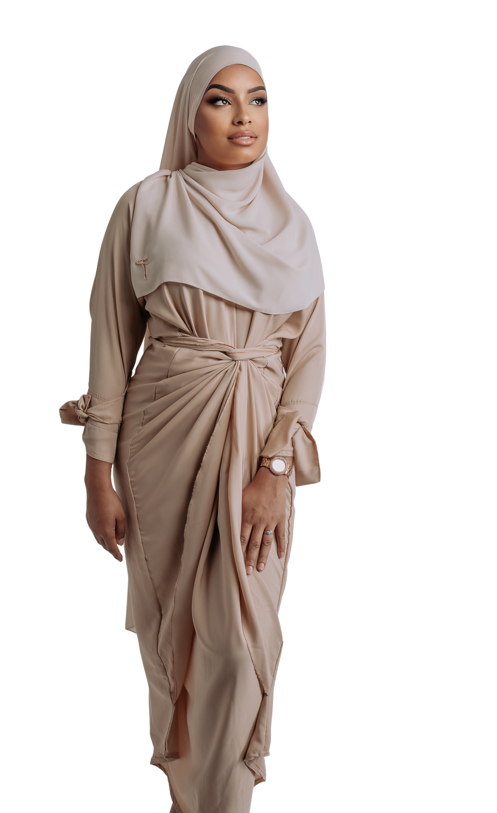 SIGNATURE BEIGE WRAPSKIRT ABAYA | BELA FAZANI