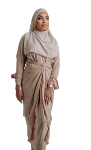 ABAYA DRAPÉ BEIGE SIGNATURE | BELA FAZANI