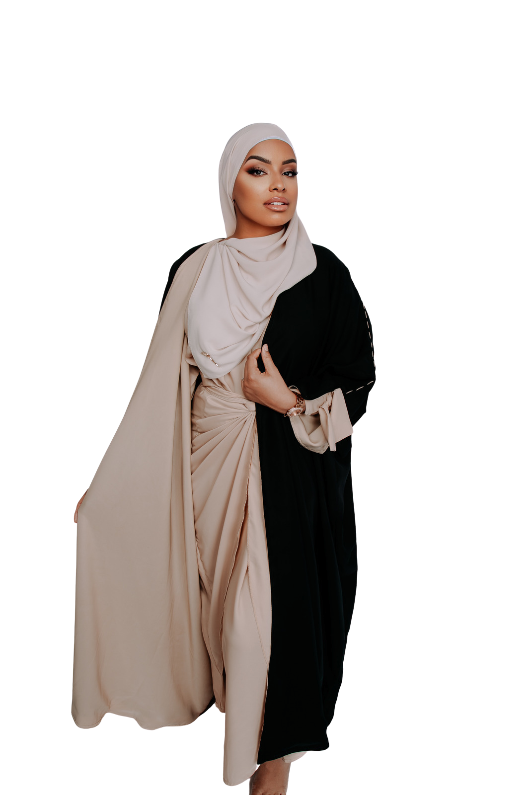 DUAL KIMONO BLACK reversable BEIGE | BELA FAZANI