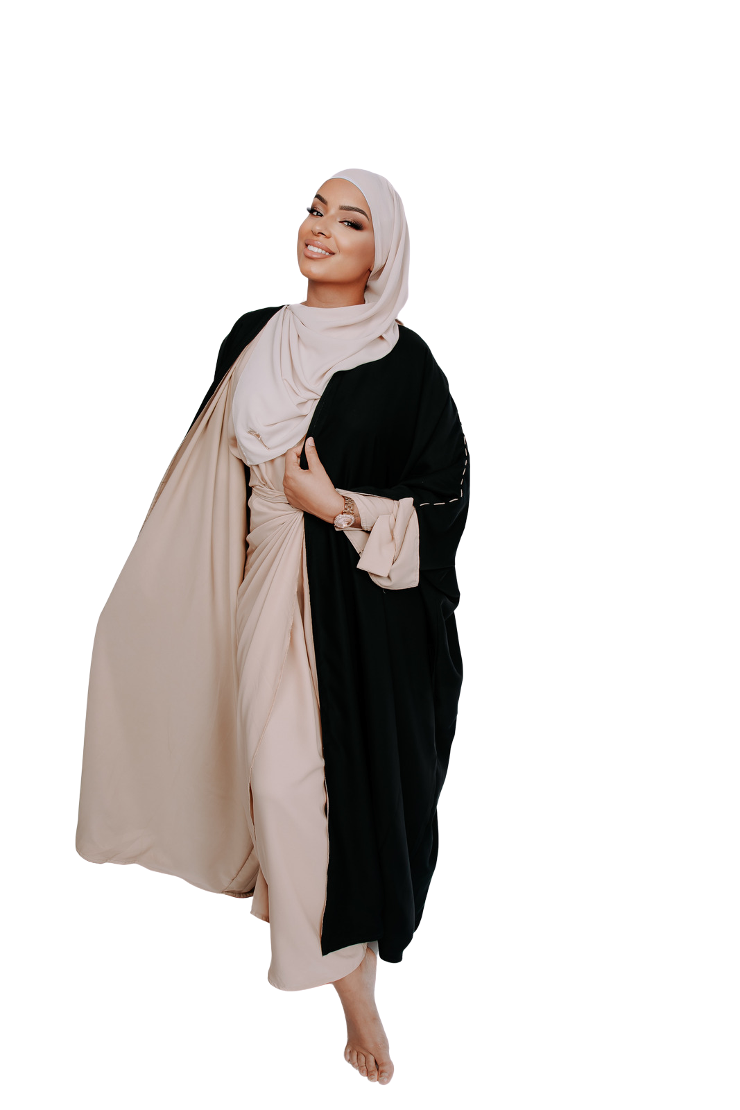 DOUBLE KIMONO NOIR réversible BEIGE | BELA FAZANI