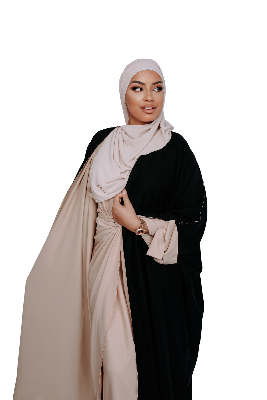 DUAL KIMONO BLACK reversable BEIGE | BELA FAZANI