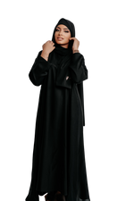 Load image into Gallery viewer, QATAR BLACK ABAYA with BLACK INNER DRESS | BELA FAZANI
