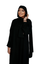 Load image into Gallery viewer, QATAR BLACK ABAYA with BLACK INNER DRESS | BELA FAZANI
